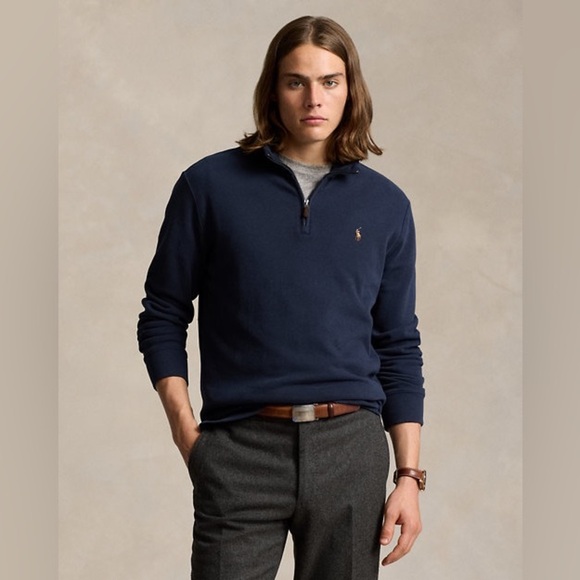 Polo Ralph Lauren Quarter Zip Pullover Sweater in Navy Blue size Large - Picture 1 of 9